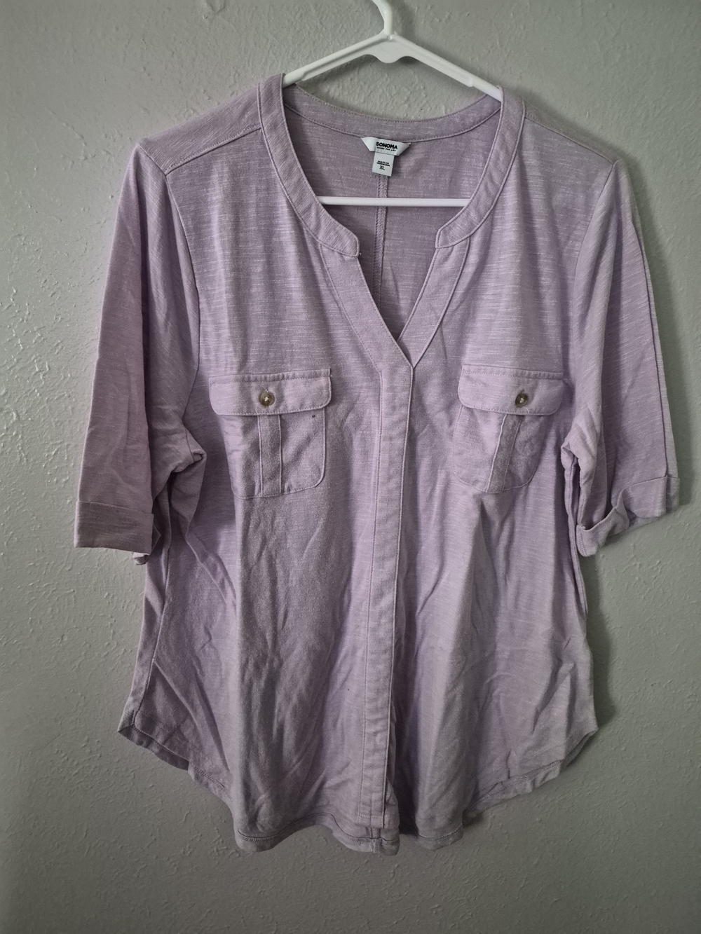 Sonoma Light Lavender Button-Front Utility Shirt